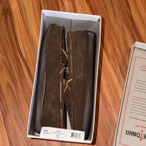 Minnetonka Men's Dark Brown Suede Moccasin Loafers